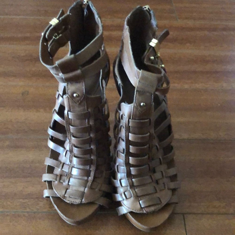 BCBGeneration cognac leather caged heel